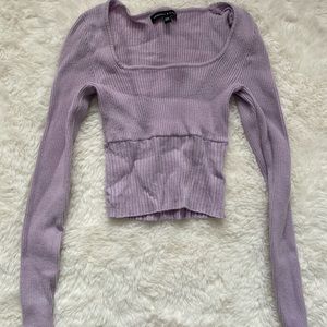 purple ribbed sweater